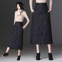 羽绒棉裙女2025冬装保暖中长款一片式高腰显瘦加厚大码A字包臀裙