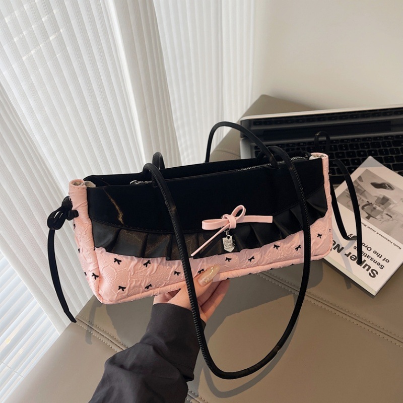 Bolso de axila de moda coreana 2025 verano nuevo bolso femenino lindo lazo bolso de hombro de encaje