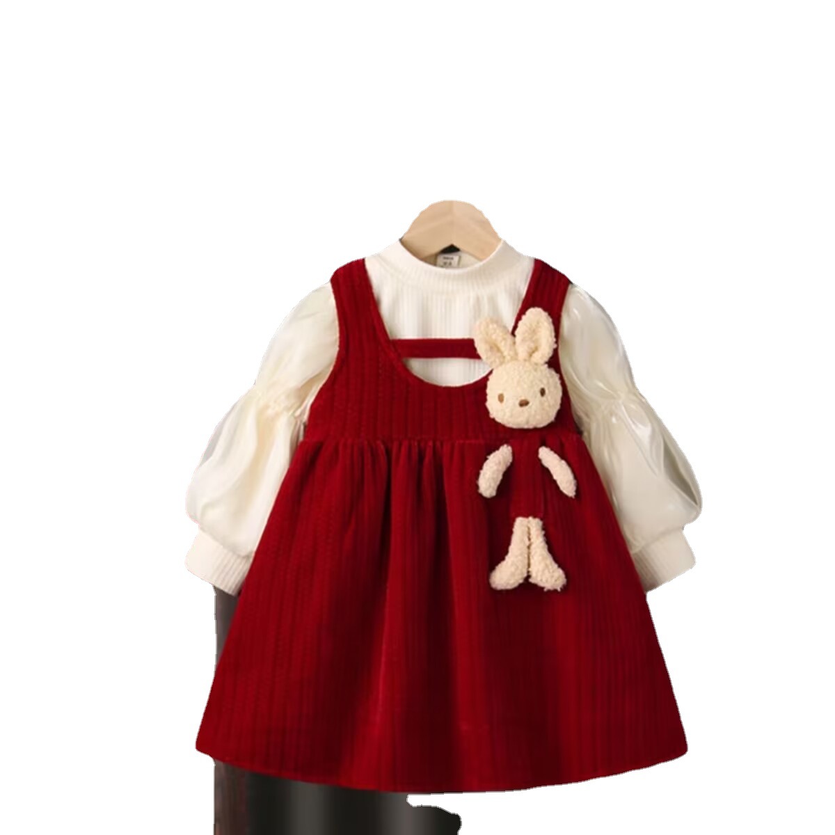 Abbigliamento da donna autunno/inverno 2023 per bambini Abito da bambino Set di due pezzi di coniglio di un anno_voghion.com