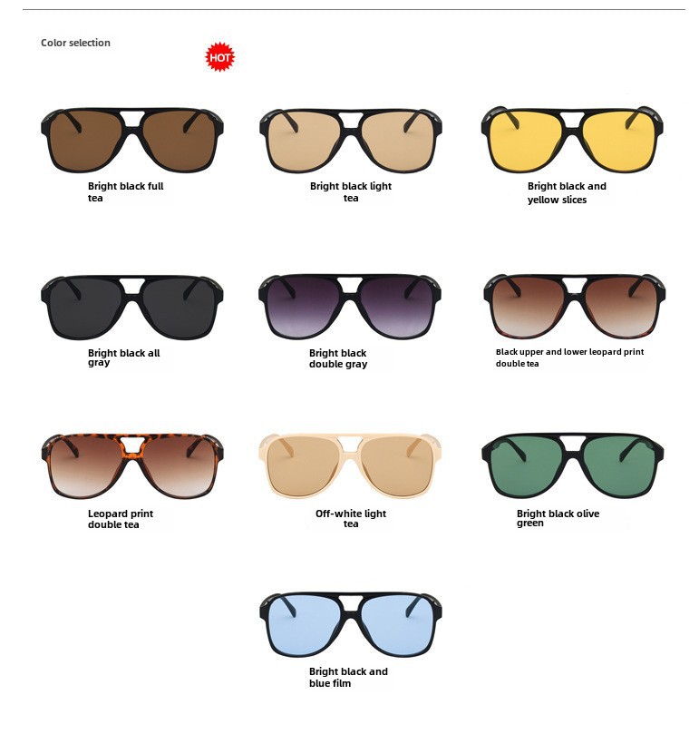 Retro Double Beam Sunglasses For Men Large Frame Trendy Design_voghion.com