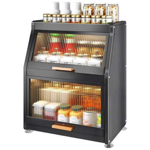 Kitchen seasoning box storage cabinet with door multi-functional oil, salt, sauce and vinegar storage supplies dust-proof seasoning storage rack