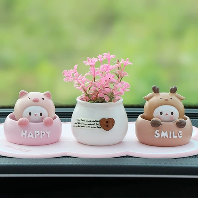 Car Ornaments Car Interior | Other Automotive Interior Supplies - pig-deer-pink-grass-pink-flower-mat
