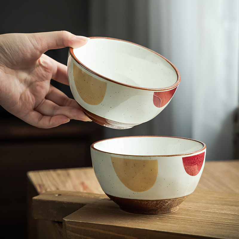 Cuencos de cerámica creativos japoneses de estilo doméstico cubiertos de arroz cuencos de sopa para beber cuencos de avena de yogur de nicho de desayuno