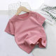 Cross-border foreign trade Korean children's clothing solid color short sleeve soft men's and women's baby round neck half sleeve t-shirt printed LOGO class clothes summer