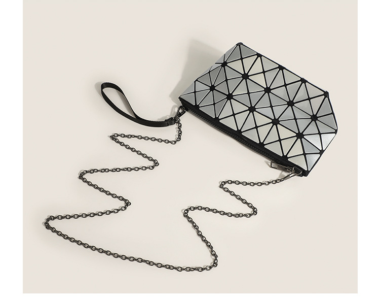 Nuova borsa da donna pieghevole a griglia diamantata con giunzioni geometriche in stile giapponese, tracolla singola, catena incrociata diagonale_voghion.com