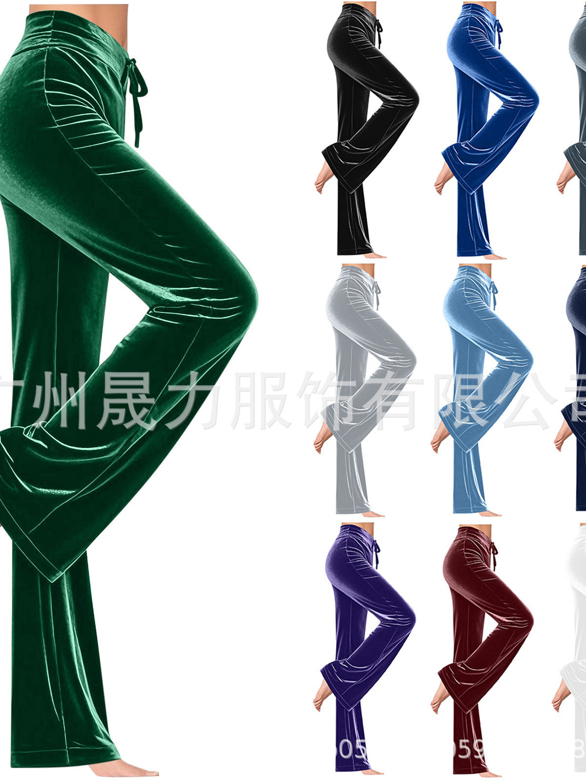 Solid color velvet trousers for leisure
