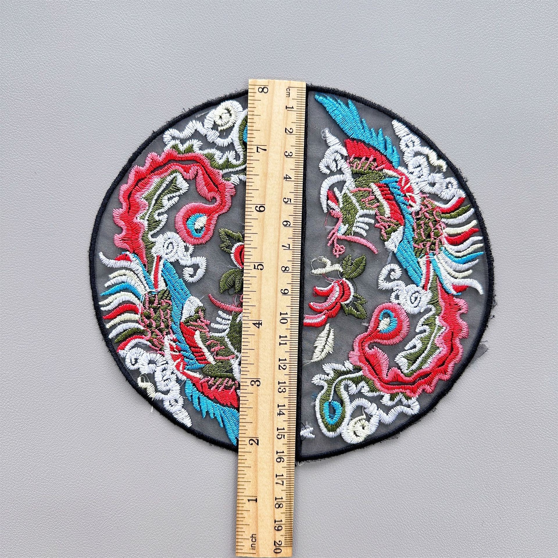 Parche de bordado Hanfu de estilo chino tradicional, aplique floral redondo de dragón y fénix, nuevo accesorio de ropa de estilo chino, bordado decorativo DIY.