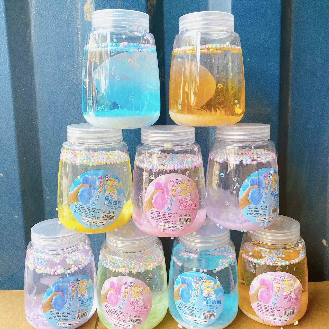 Juguetes para niños, arcilla de color, arcilla de cristal, pegamento espumoso, botella grande de alta permeabilidad, botella redonda, lodo de nube de Slime, lote de anillo de alto valor