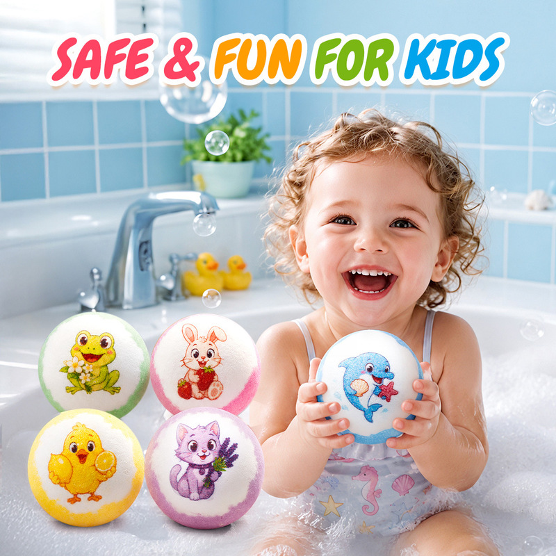Printed bath salt balls, bubble bath balls, children's bath balls, bath bombs, salt bath balls, multi-bubble animal style, customizable