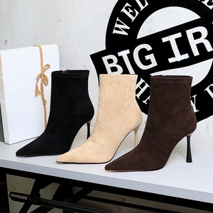 7922-5 Korean style fashion boots for women with high-end feel, suede pointed toe, thin heel, side zipper, high heels, s