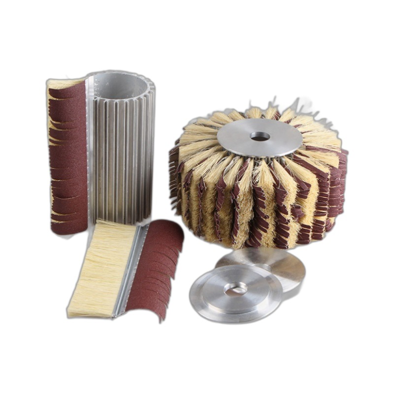 Venta directa de fábrica, maquinaria para trabajar la madera, máquina lijadora, rueda de cepillo, papel de lija de sisal, núcleo de aluminio, pulido, pulido, desbarbado, cepillo industrial