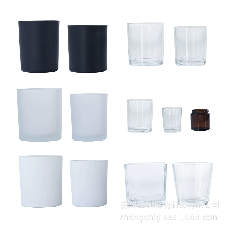 Velas de vidrio de vela esmerizada, candelabro de incienso, decoración del hogar DIY, tazas de vela de fragancia, candelabro de vidrio blanco y negro, tazas vacías
