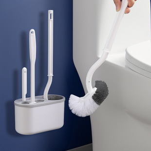 Long-Handled Silicone Toilet Brush with Plastic Wall-Mounted Base, Toilet Cleaning Brush Set, Wall-Mounted Style, Cross-Border Hot Sale