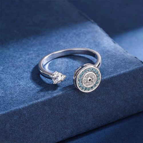 Cross-border S925 Sterling Silver Ring for Women | Amazon Devil's Eye Rotating Ring | European & American Style Adjustable Silver Ring with Open Design