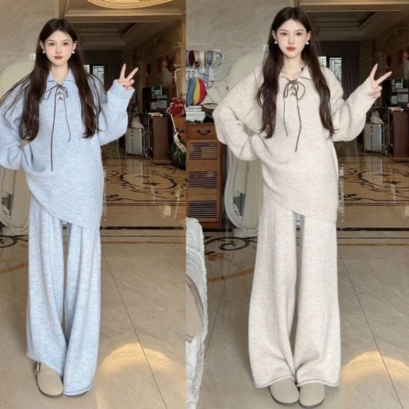 2025 New Style Loose Lazy Style Knitted Set for Pregnant Women, Autumn and Winter Fashionable Warm Two-Piece Suit for Small People 2025 New Style Loose Lazy Style Knitted Set for Pregnant Women, Autumn and Winter Fashionable Warm Two-Piece Suit for Small People