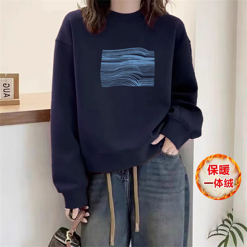 小个子卫衣女圆领2025新款秋冬加绒宽松加厚长袖无帽百搭上衣|undefined