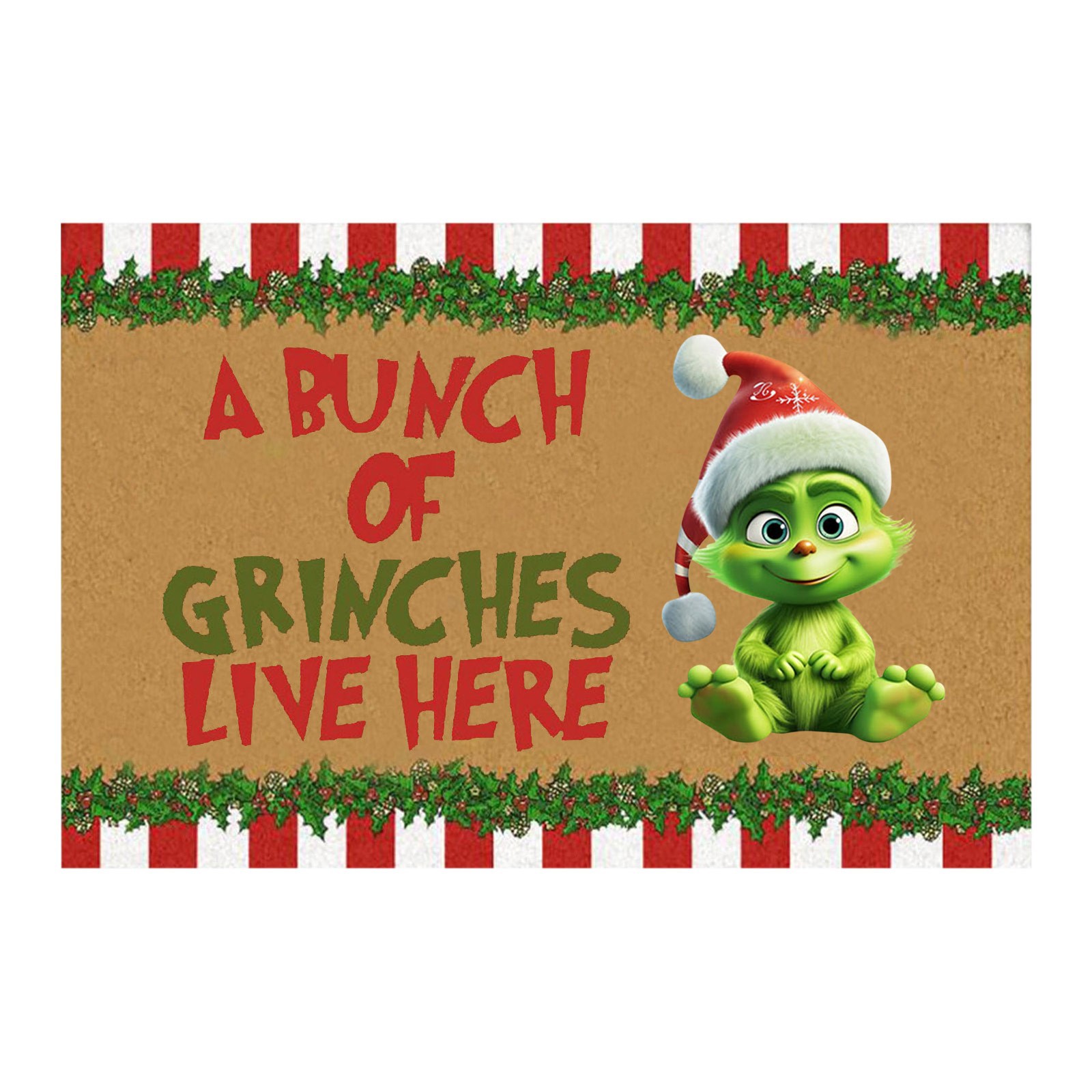 En stock Grinch alfombra del piso transfronterizo alfombra de Navidad alfombra de puerta de vacaciones verde payaso alfombra del piso