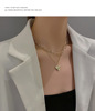 Fulian retro love peach heart double -layer necklace soil cool jumper cold air -winded metal fixture collarbone necklace female