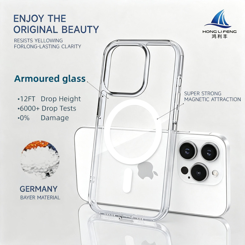 New Classy Transparent Tempered Glass Strong Magnetic Soft Edge Anti-Fall Mobile Phone Case Suitable for Apple 17Promax Sheath New Classy Transparent Tempered Glass Strong Magnetic Soft Edge Anti-Fall Mobile Phone Case Suitable for Apple 17Promax Sheath