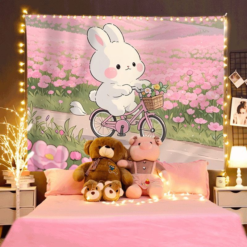 かわいいインスタイルアニメーションイラスト癒し背景布ルームベッドサイド寮レイアウト装飾ライブブロードキャスト吊り布タペストリー|undefined