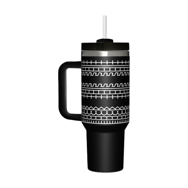Inventario transfronterizo letras ocultas 40oz taza de automóvil mango de paja taza de aislamiento de frío Taza de aislamiento de hielo Big Mac Taza personalizada