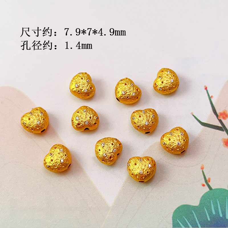 S925 Silver Gold-Plated Heart Flower Crowe Heart Zircon Through-Hole Accessories Spacer Beads Barrel Beads Bracelet DIY Semi-Finished