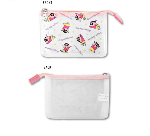 Japanese Crayon Shin-chan cartoon cute pvc transparent waterproof storage bag double layer cosmetic bag coin purse cute