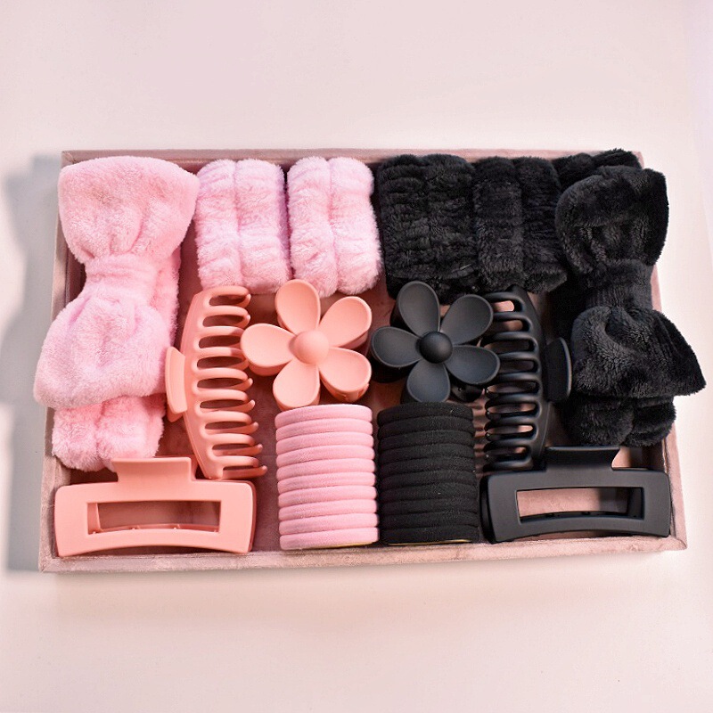 Matte Frosted Large Hair Clip with Bow, Soft Hair Tie, High Elasticity Hair Band, 16-Piece Set, Washable Band Matte Frosted Large Hair Clip with Bow, Soft Hair Tie, High Elasticity Hair Band, 16-Piece Set, Washable Band