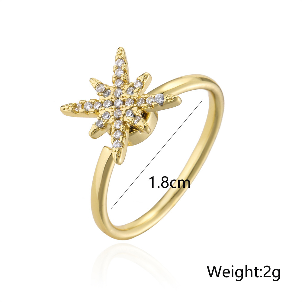 Fashion Rotatable Jewelry Copper Micro-encrusted Zircon Ray Geometric Open Ring display picture 1