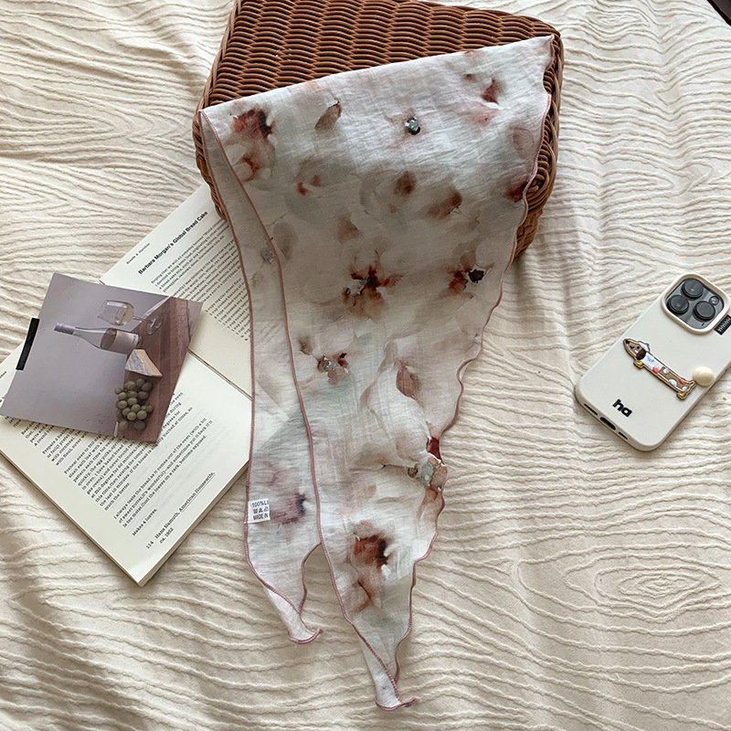 Bufanda triangular, babero, moda femenina, verano, protector solar, pañuelo, pañuelo, estilo antiguo, cinturón para el cabello, protección para el cuello, bufanda de seda pequeña al por mayor