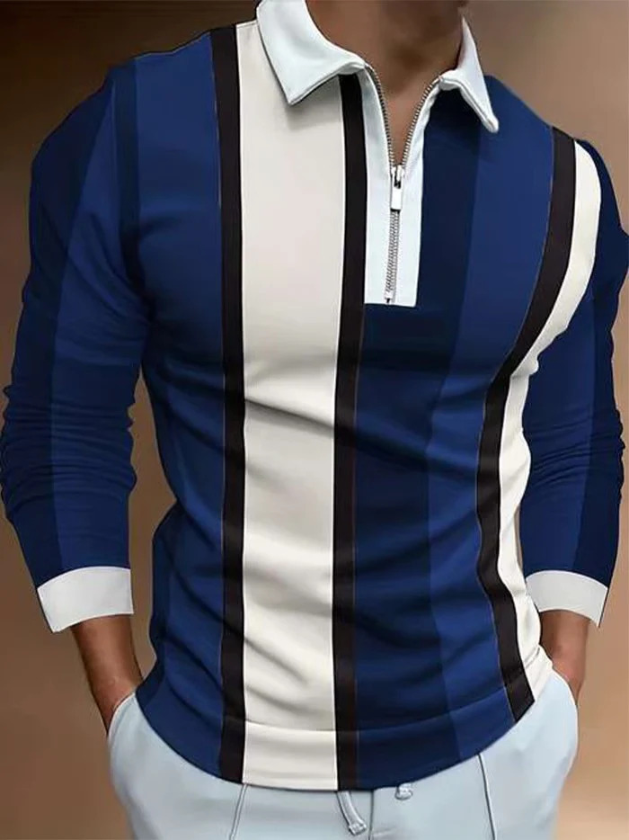 2024 nueva camisa POLO con cremallera de manga larga de alta calidad de moda casual transfronteriza de comercio exterior de Amazon MB14