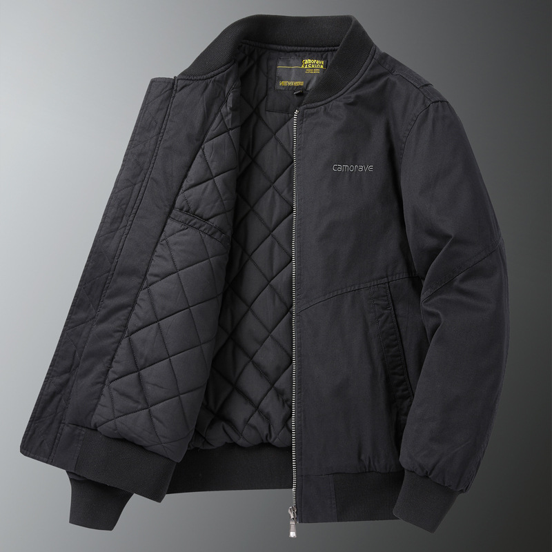 Men's Clothing Thick cotton bomber jacket men's autumn and winter loose large size men's baseball jacket casual cotton clothing_viptrois.com