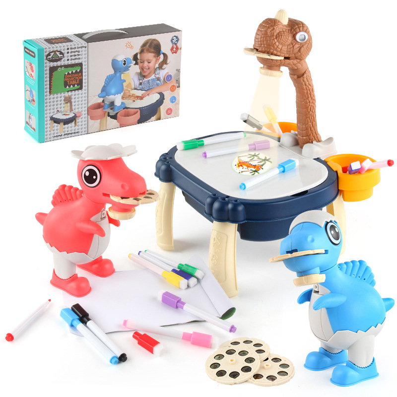 Cross-border export children's educational dinosaur lighting projector painting table dinosaur modeling multifunctional game toy table