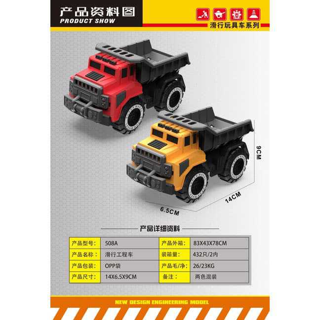 Sudeste asiático venta caliente para niños simulación de ingeniería de deslizamiento camión de transporte de volcado camión de mezcla modelo de excavadora juguetes al por mayor