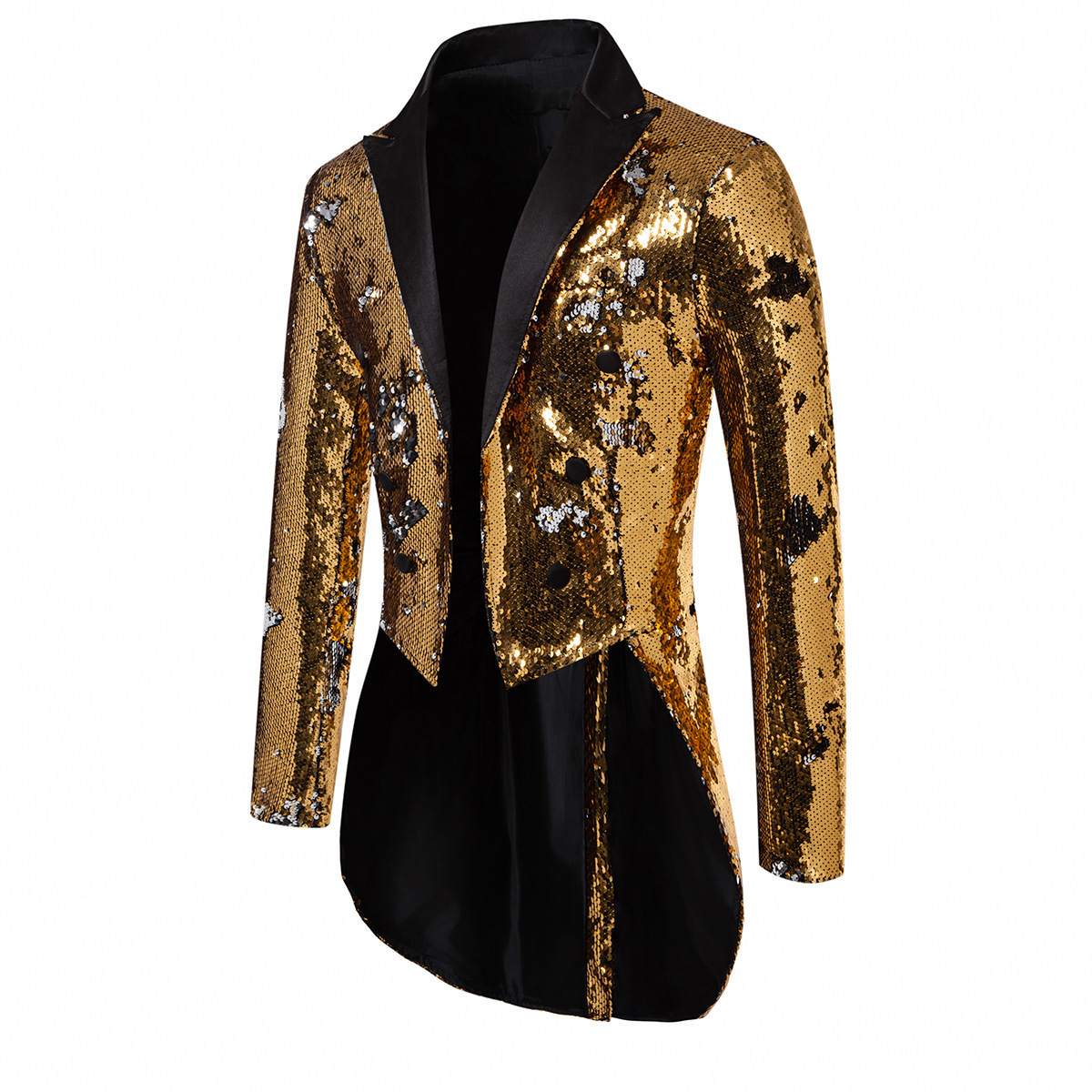 Men's Sequin Tuxedo Blazer Slim Fit Rhinestone Tailcoat For Stage_voghion.com