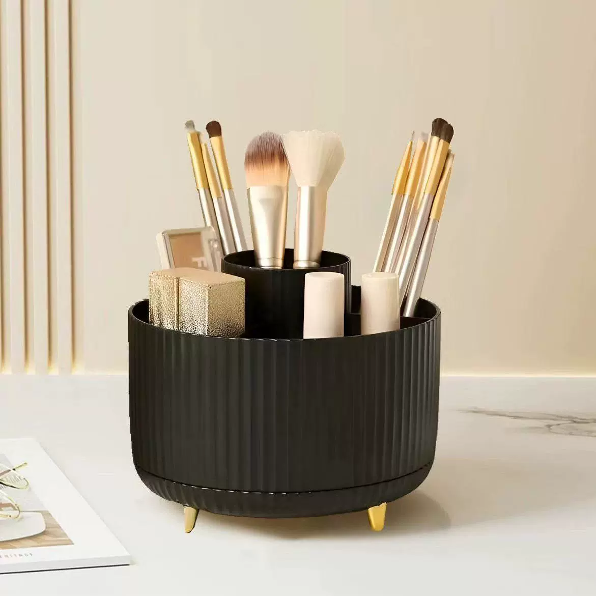 Rotating Makeup Organizer, tabletop cosmetic storage, multi-compartment, 15.2 cm