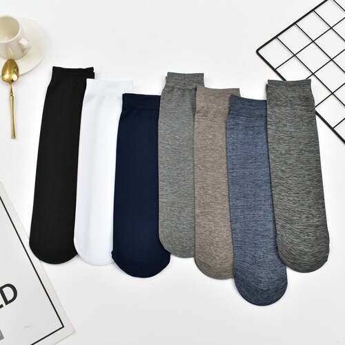 Spring and summer men's business thin stockings mercerized cotton breathable pairs of socks solid color mid-calf men's socks wholesale