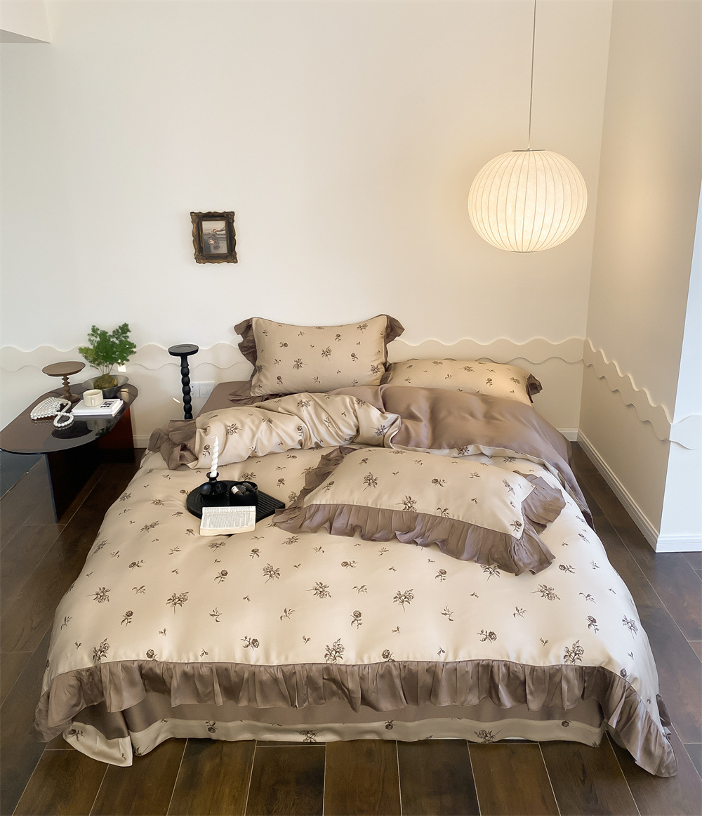 Nordic Vintage Boho Style Duvet Cover Set In Tencel Ice Silk_voghion.com