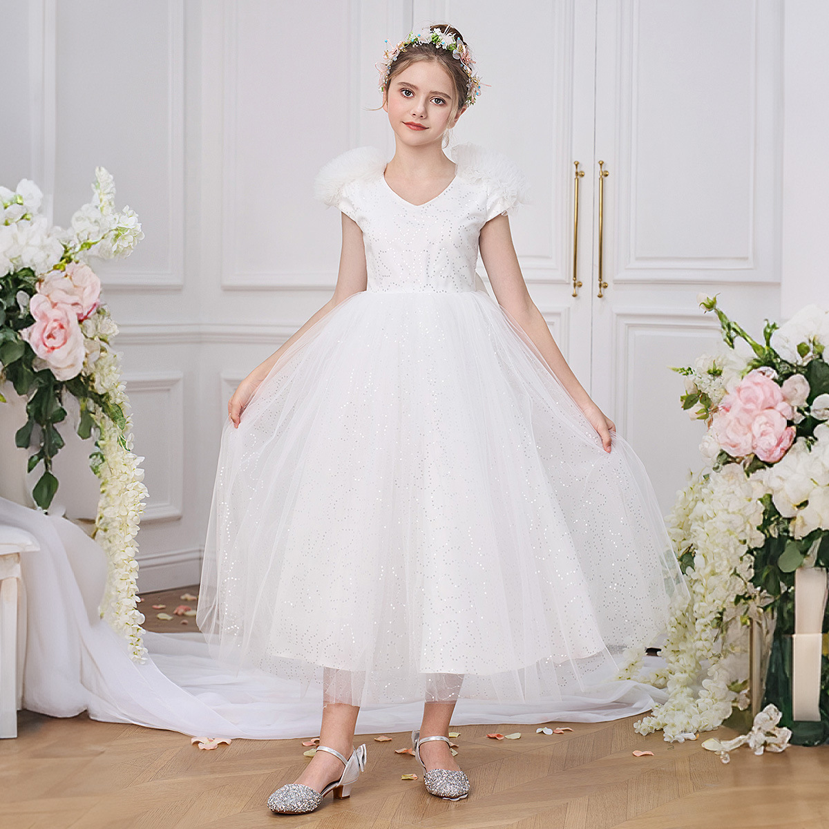 TEMU transfronterizo vestido infantil vestido de princesa de alta gama vestido de chicas chicas chicas piano ropa de niños