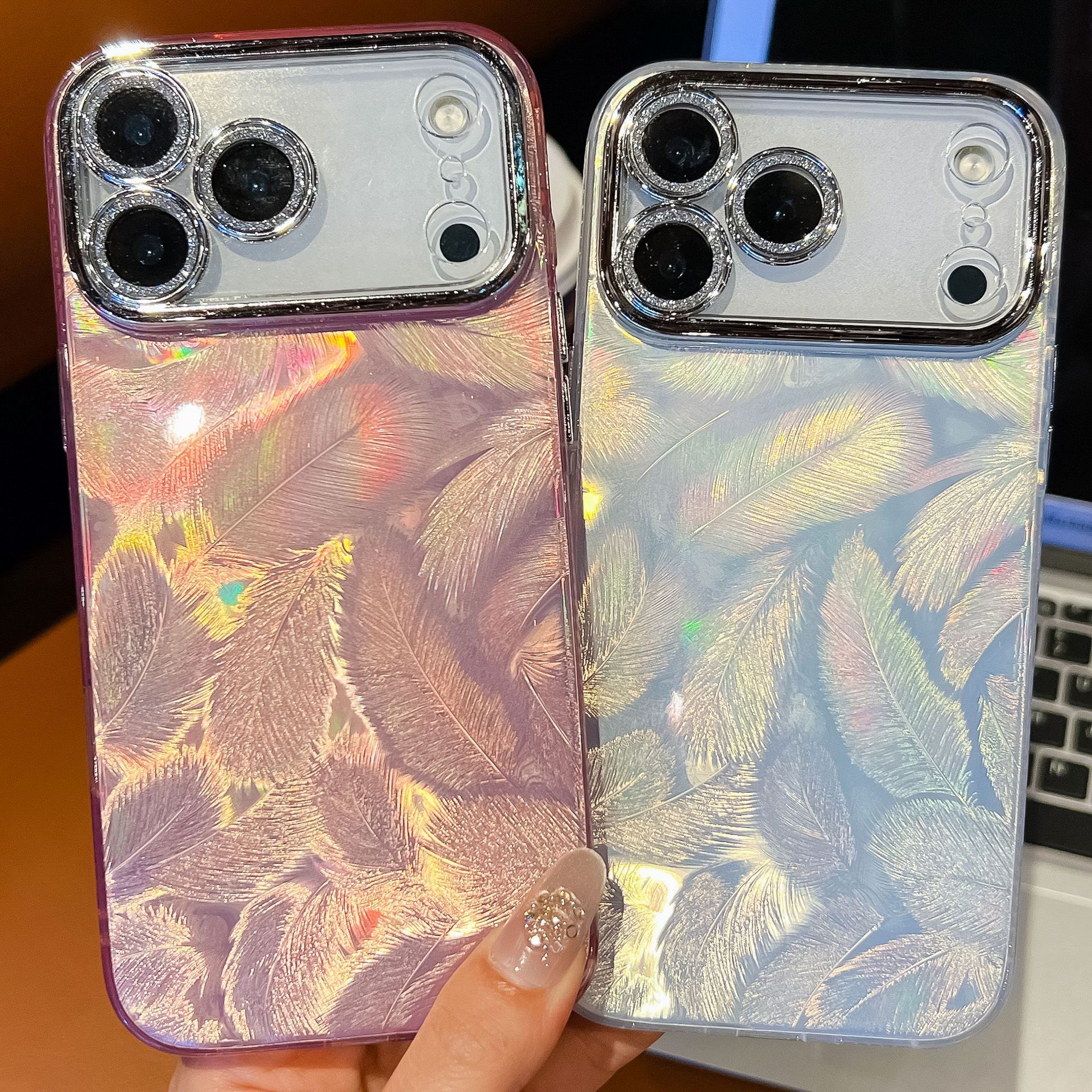 双面覆膜IMD适用iPhone17Air手机壳苹果16ProMax羽毛纹防摔保护套