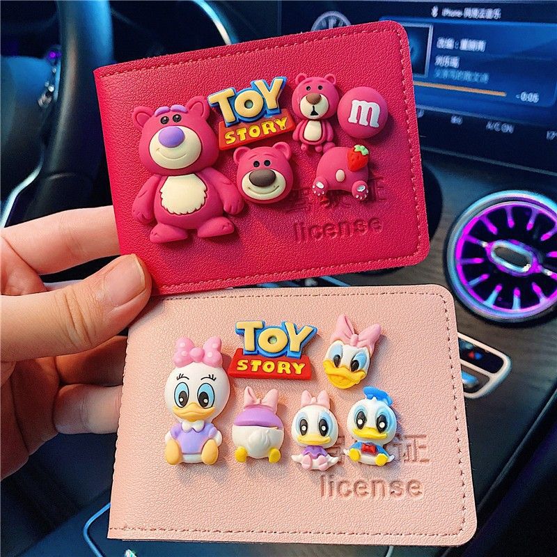 Driver's License Protective Cover Girl's Advanced Sense Cute Card Cover Strawberry Bear Driving License Two-in-One Driving License