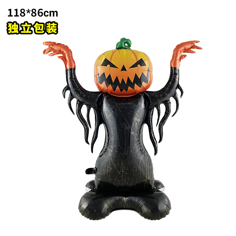 Nuevo globo de Halloween 4D globo tridimensional columna árbol fantasma lápida de bruja puede pararse base globo de película de aluminio