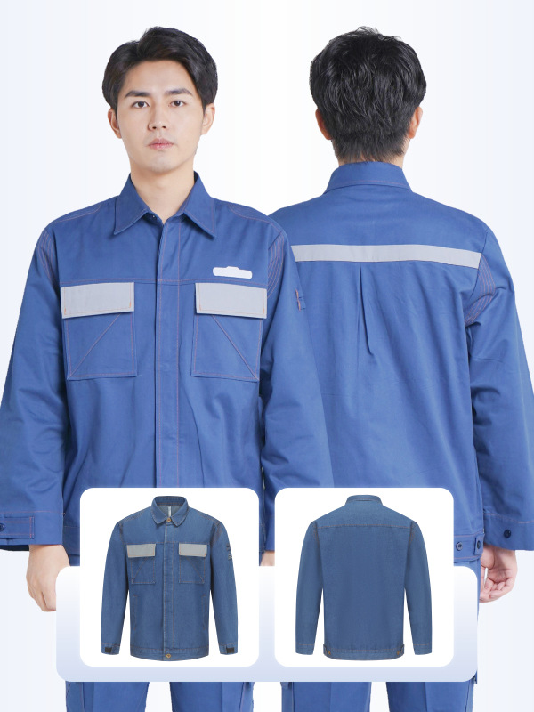 Chaqueta vaquera de manga larga personalizada de State Grid con cremallera oculta, uniforme de trabajo de otoño e invierno con tiras reflectantes, ropa de protección laboral.