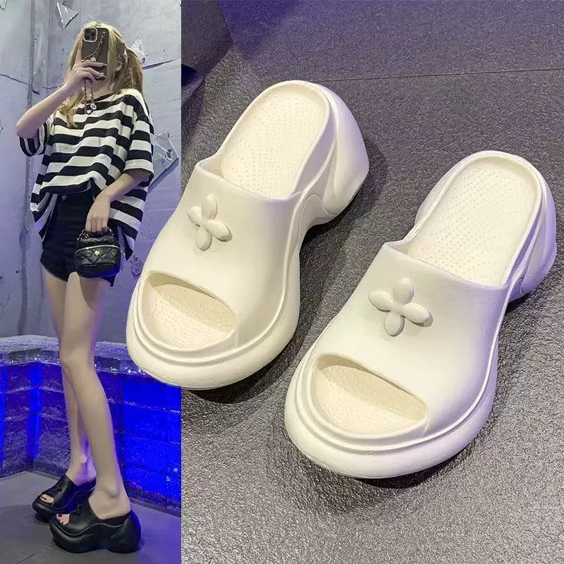 Тапки на толстой подошве Тапки на высоком каблуке EVA Тапки женские туфли