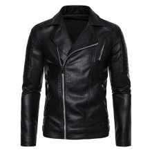 Men's lapel pu leather motorcycle jacket jacket pu皮衣夹克外