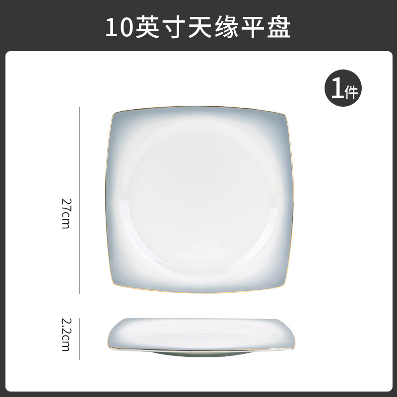 Tangshan tazón doméstico nuevo tazón de fideos hueso porcelana cubiertos sopa tazón de pintura dorado color gradiente puede microondas tazón de cerámica
