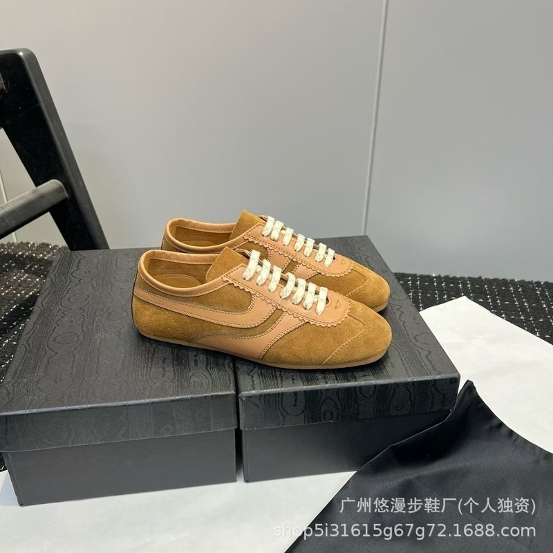 高版本DVN德训鞋女savi同款真皮复古圆头拼色情侣百搭运动休闲鞋|undefined