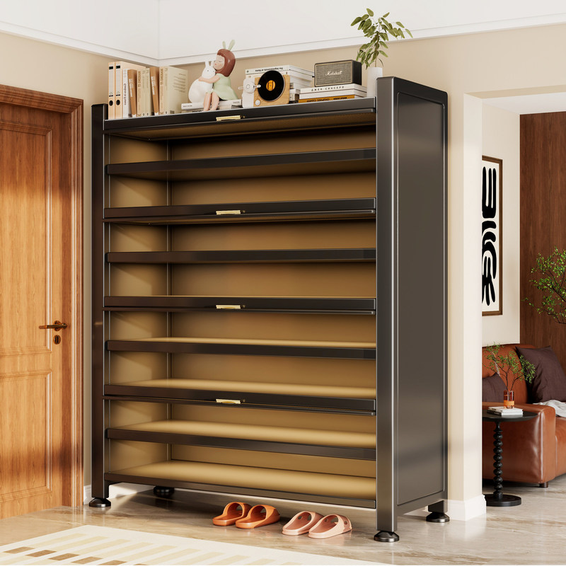 Household Dust-Proof Large-Capacity Shoe Rack for the Entrance, Multi-Layer Entryway Cabinet, Wall-Mounted Integrated Storage Cabinet, Steel Shoe Cabinet