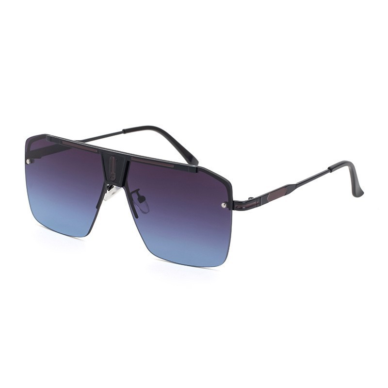 New Large-Frame Sunglasses for Men, Cool and Fashionable Street Photography Square-Frame Sunglasses, Retro Rimless Glasses, Sunglasses