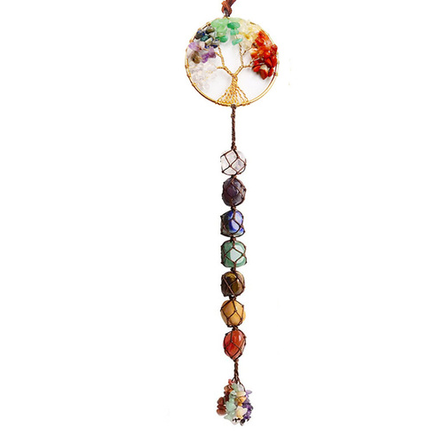 7 color stone seven color crystal original stone hand-woven hang hang natural stone tree of life car yoga accessories